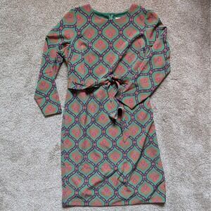 Boden Long Sleeve Harriet Dress Size 20/22R Green Tie Dress